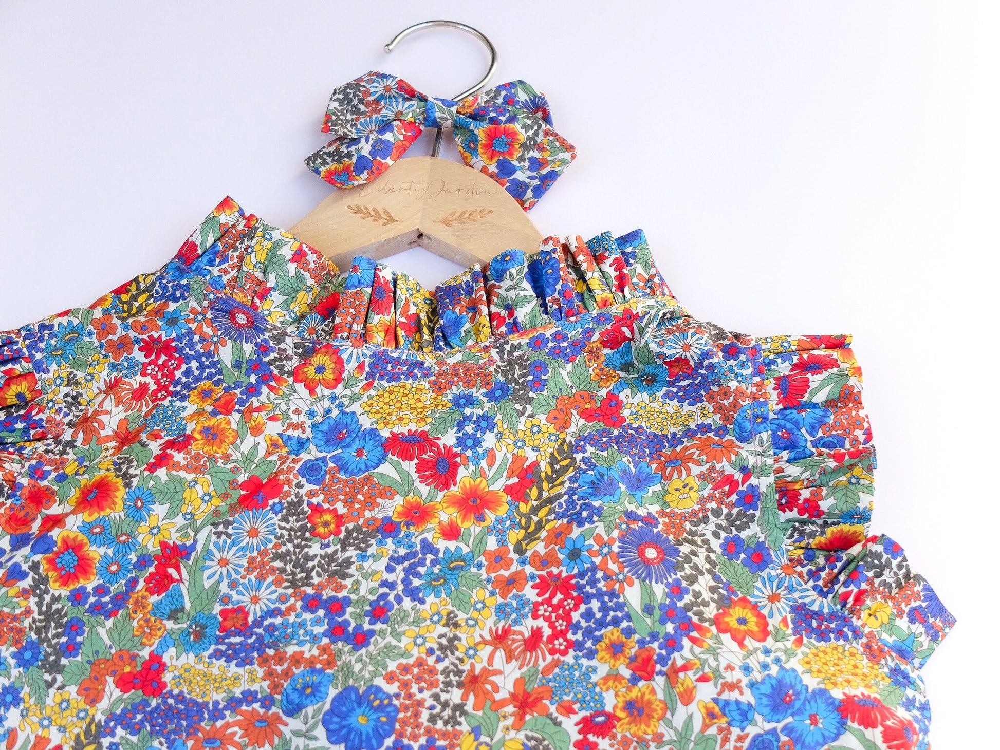 Ruffle Collar Girl Blouse - Liberty of London Floral Print Fabric - Sleeveless Summer Top - Baby Girl Ditsy Flower Blouse