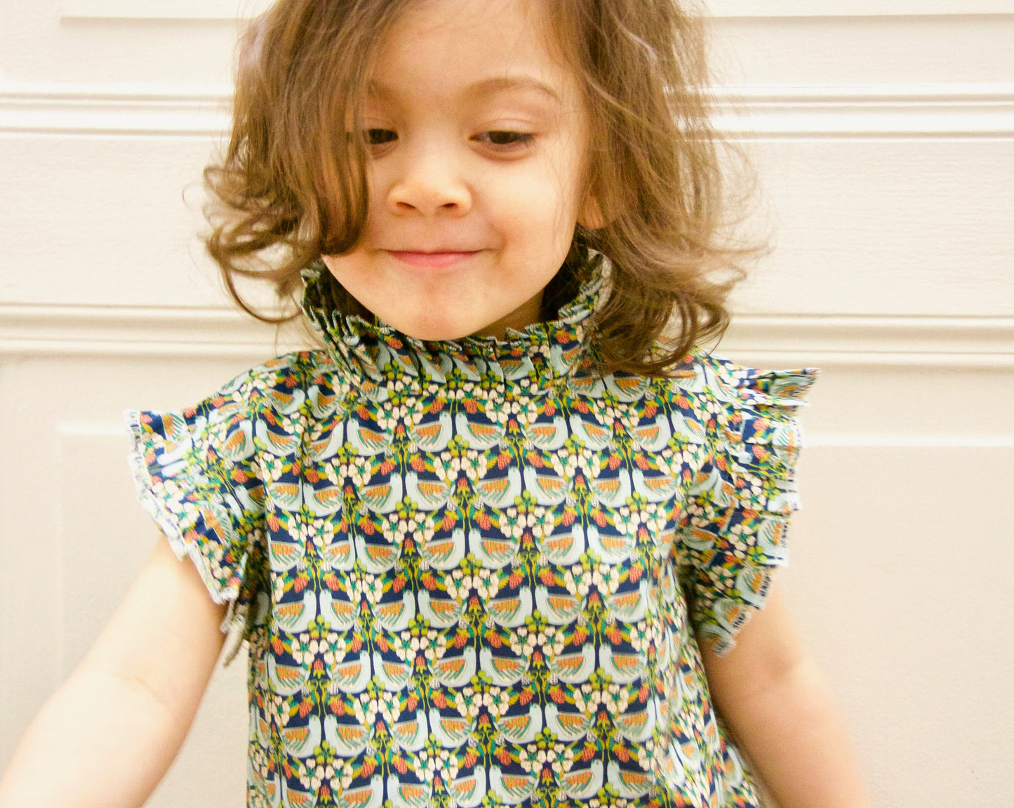 Ruffle Collar Girl Blouse - Liberty of London Floral Print Fabric - Sleeveless Summer Top - Baby Girl Ditsy Flower Blouse