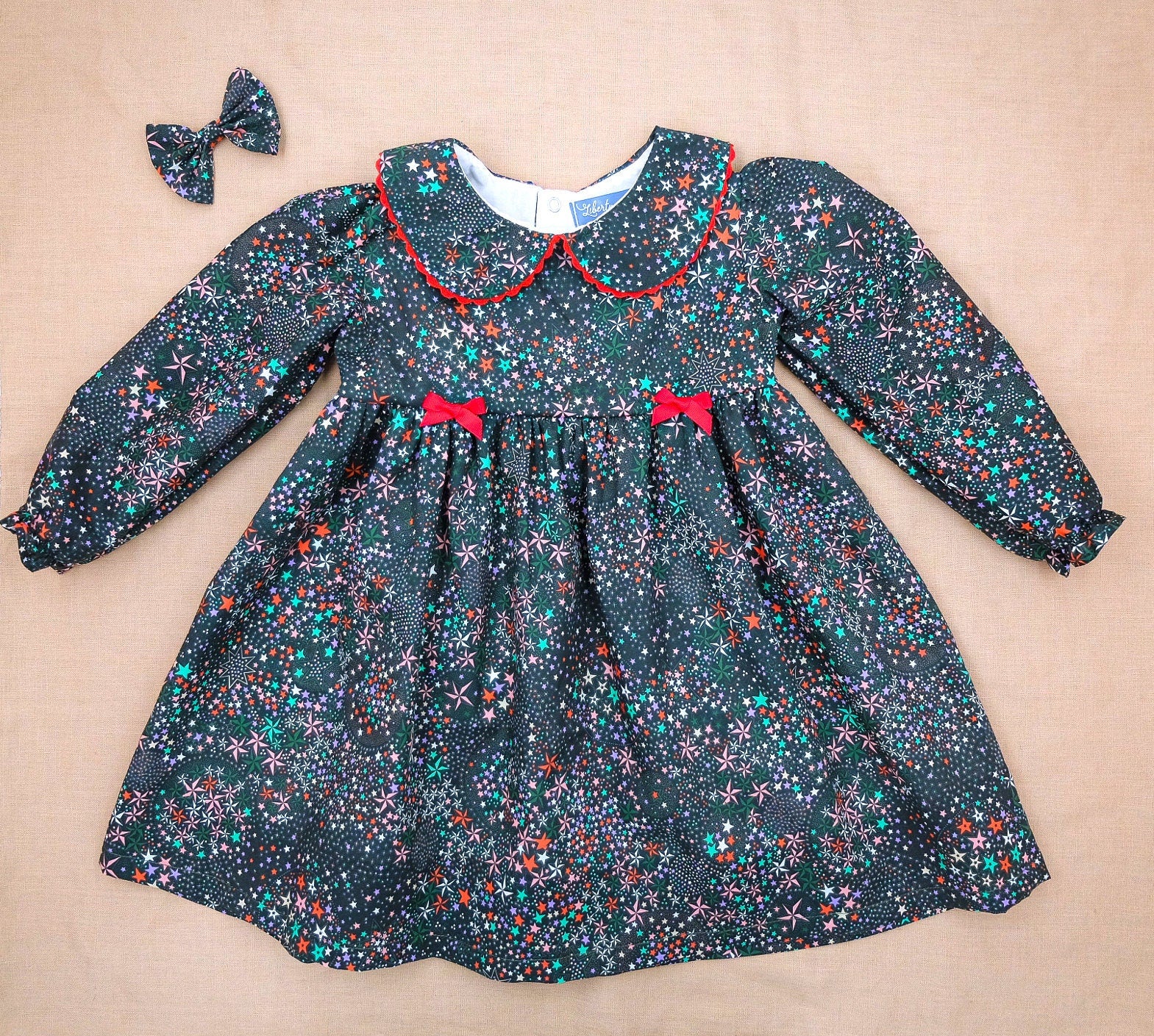 CHRISTMAS girl dress - Liberty of London Christmas dress - Christmas gift baby girls - Liberty cotton tana lawn - Long Sleeve Girl Dress