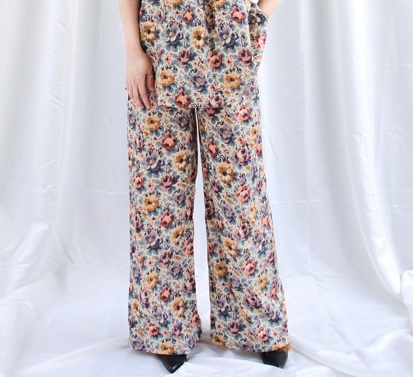 Liberty London Women Palazzo Pants Floral Print Wide Leg Pants With Pockets