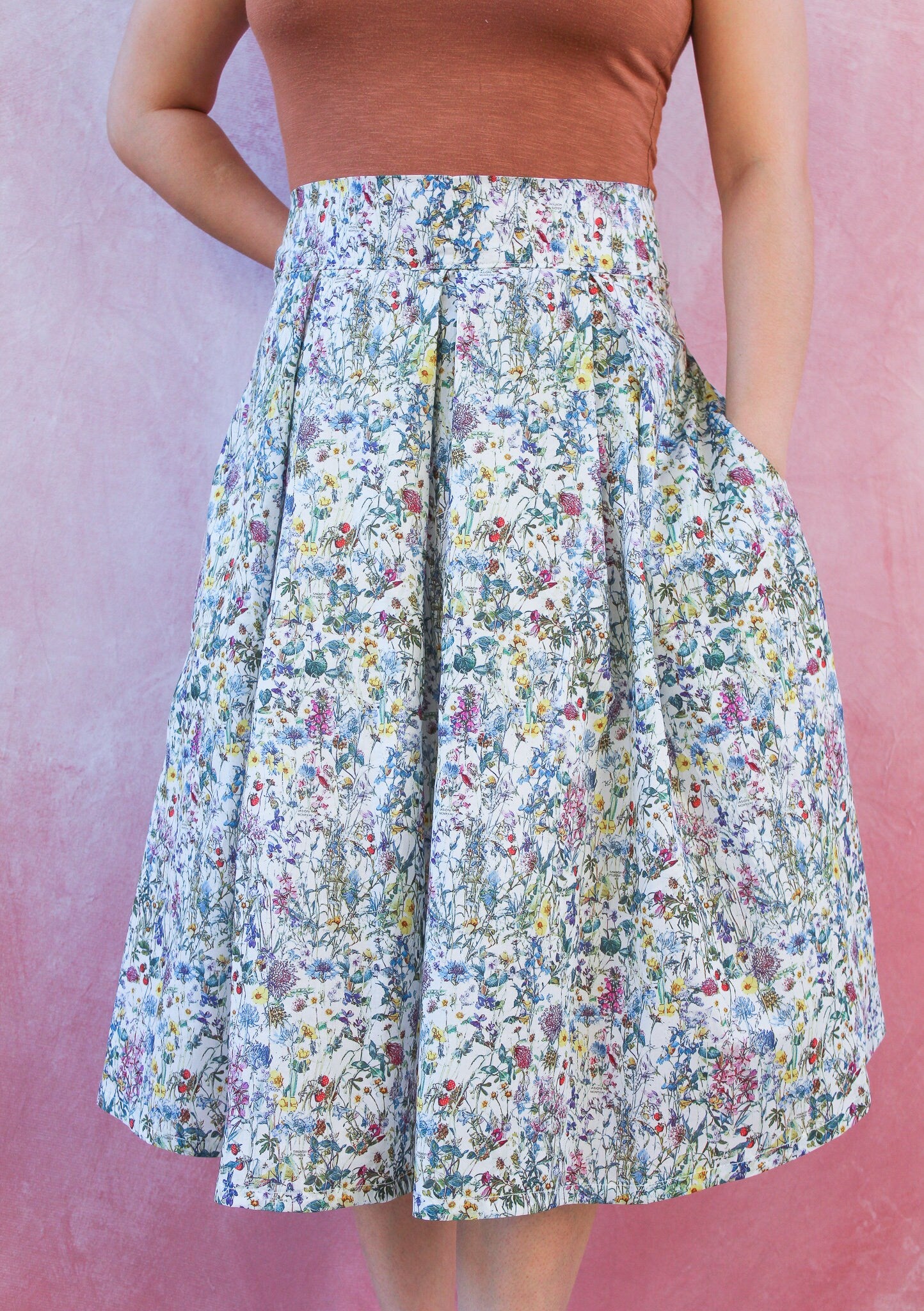 Liberty London Skirt | Cotton Plated Midi Skirt | Floral Cotton Midi Skirt | Botanical Skirt | Statement Patterned Skirt | Printed Skirt