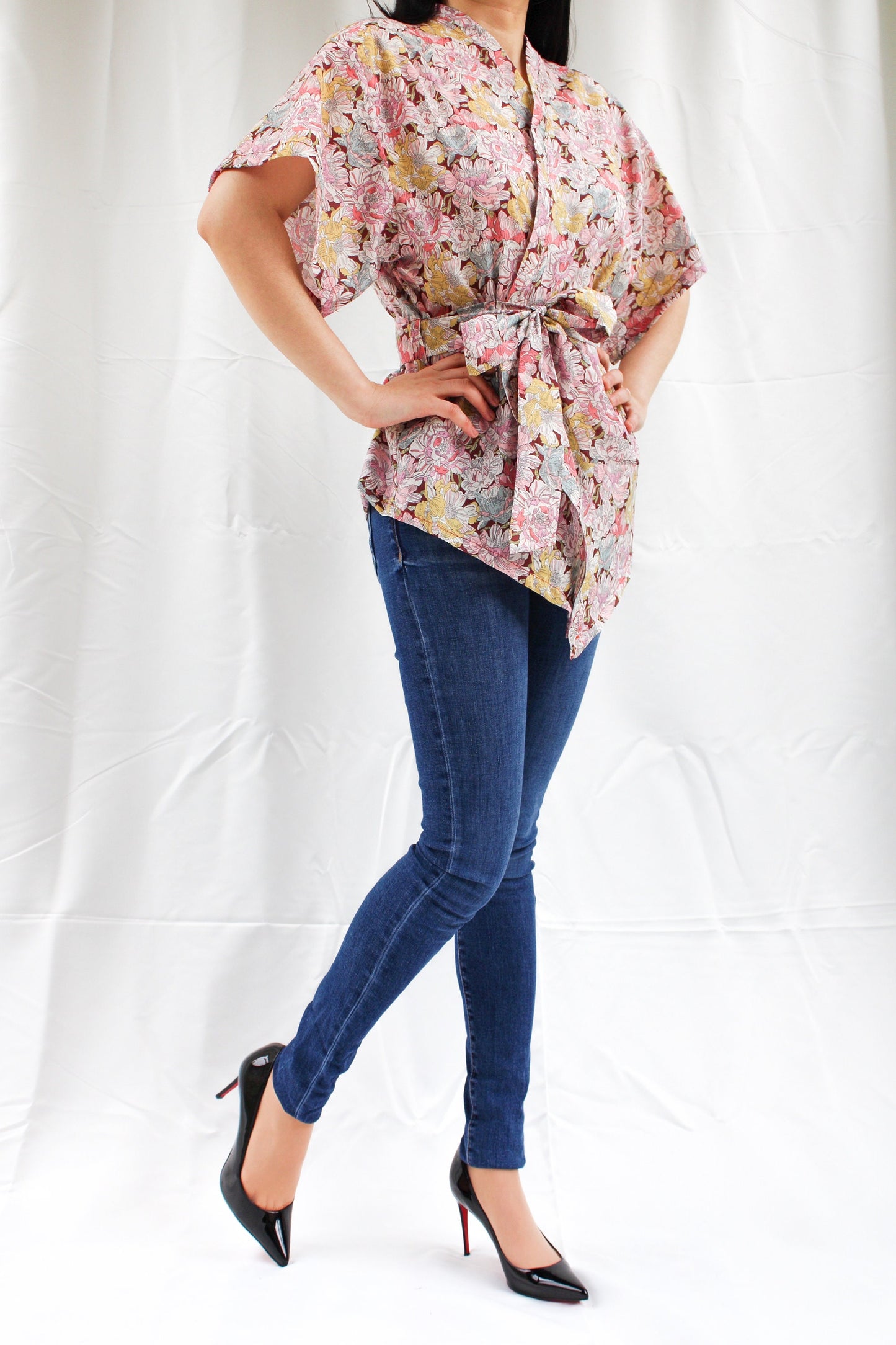 Kimono Top With Belt - Liberty London Cotton Blouse