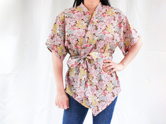 Liberty London Women Kimono Blouse With Belt Tie