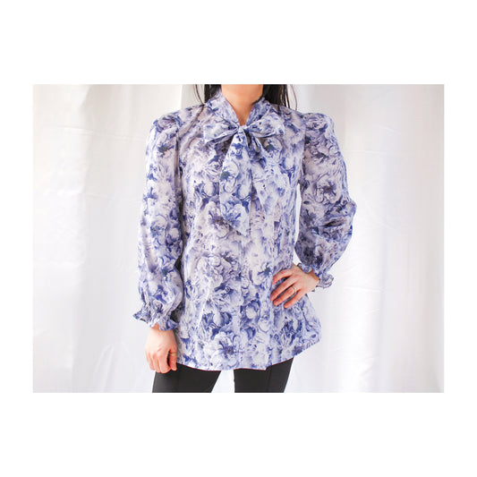 Puffy Long Sleeves Pussy Bow Blouse - Liberty of London Women Blouse