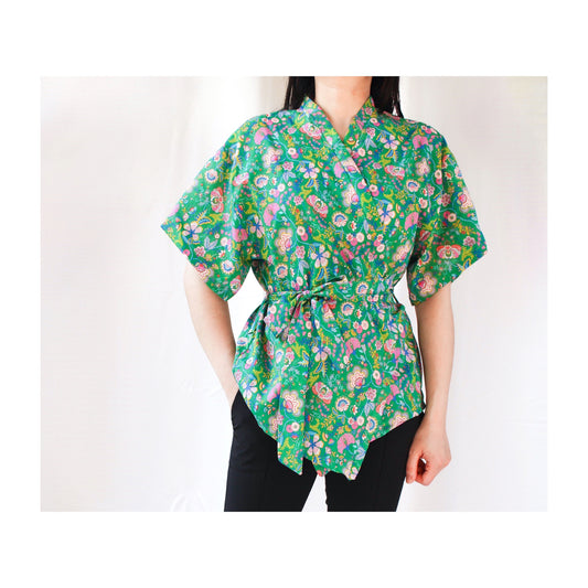 Liberty London Women Kimono Blouse With Belt Tie