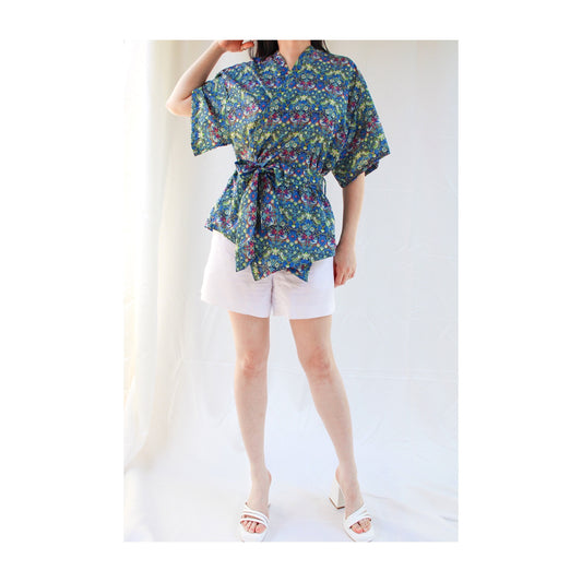 Liberty London Women Kimono Blouse With Belt Tie