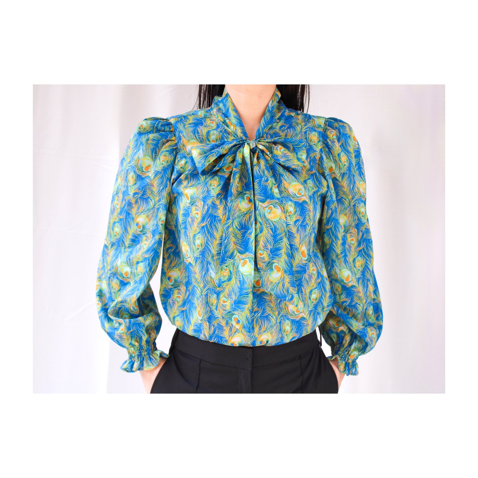 Puffy Long Sleeves Pussy Bow Blouse - Liberty of London Women Blouse