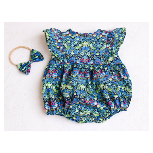 Liberty London Ruffle Pinafore Baby Bubble Romper