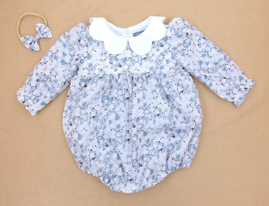 Liberty London baby m and m bubble romper organic cotton, floral animal print, wedding baptism christening outfits first birthday long short sleeves sleeveless, eastern thanksgiving halloween Christmas new born ruffle Peter Pan scalloped petal collar