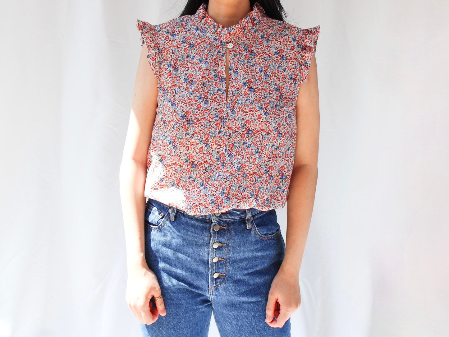 Ruffle Collar Top - Liberty of London Women Blouse