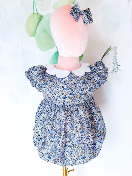 Liberty London baby m and m bubble romper organic cotton, floral animal print, wedding baptism christening outfits first birthday long short sleeves sleeveless, eastern thanksgiving halloween Christmas new born ruffle Peter Pan scalloped petal collar