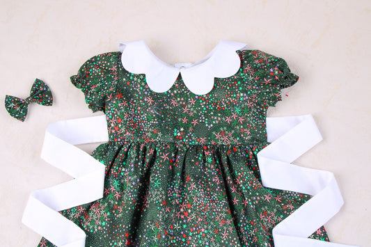 CHRISTMAS girl dress - Liberty of London Christmas dress - Christmas gift baby girls - Liberty cotton tana lawn - Short Sleeve Girl Dress