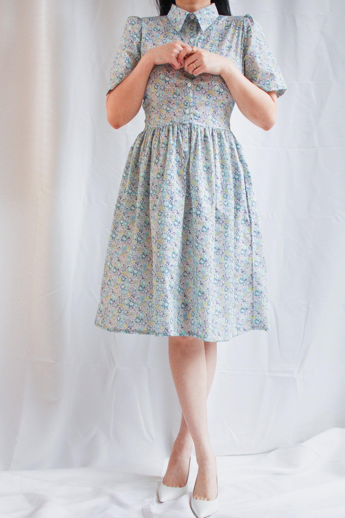 Mid Length Shirt Dress - Liberty of London Floral Print Woman Dress
