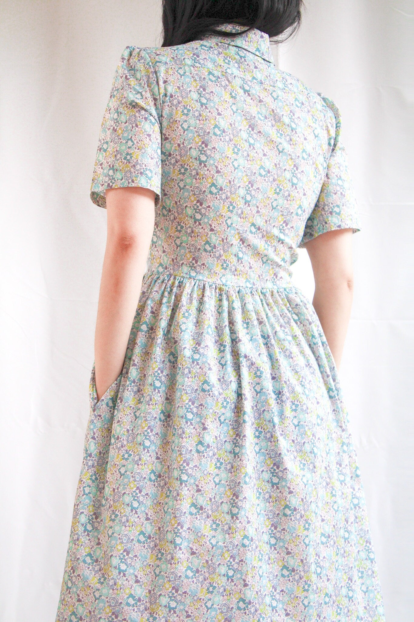 Mid Length Shirt Dress - Liberty of London Floral Print Woman Dress