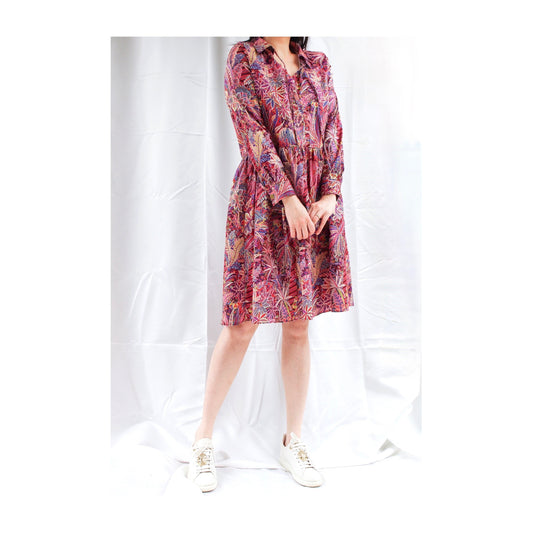 Liberty of London women dress maxi midi mid length tana lawn cotton floral animal print button through puffy short long half 3/4 sleeves sleeveless Peter Pan collar ruffle V-neck pussy bow tie classic daily wear elegant classy sexy summer autumn