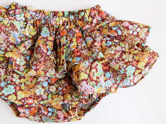 Liberty of London baby girl ruffle bloomers knickers nappy cover culottes organic cotton, floral animal print wedding baptism christening outfits first birthday new born gift eastern thanksgiving halloween Christmas home coming baby swim wear pants