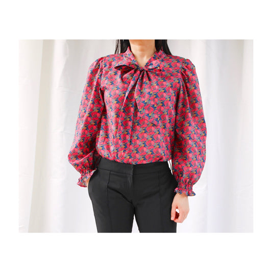 Liberty of London women blouse top shirt organic cotton floral animal print button through puffy short long half 3/4 sleeves sleeveless Peter Pan collar ruffle V-neck pussy bow tie classic office daily wear elegant classy sexy shirt special occasion