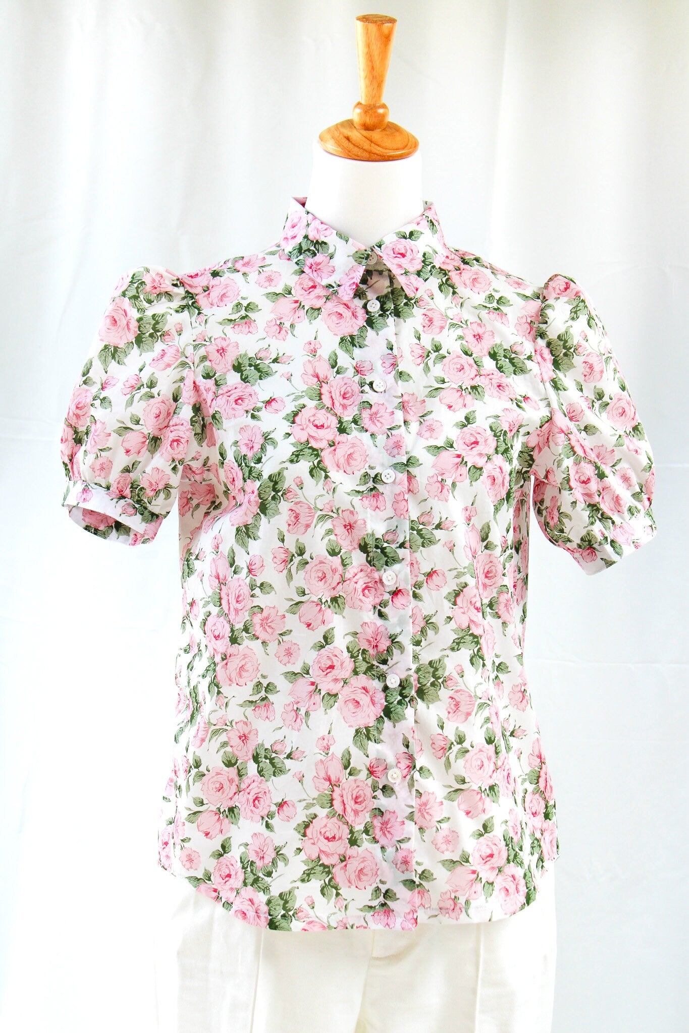 Woman Dress Shirt - Liberty of London Woman Blouse - Floral Print Blouse - Liberty Fabrics - Liberty Prints - Half Puffy Sleeve Shirt