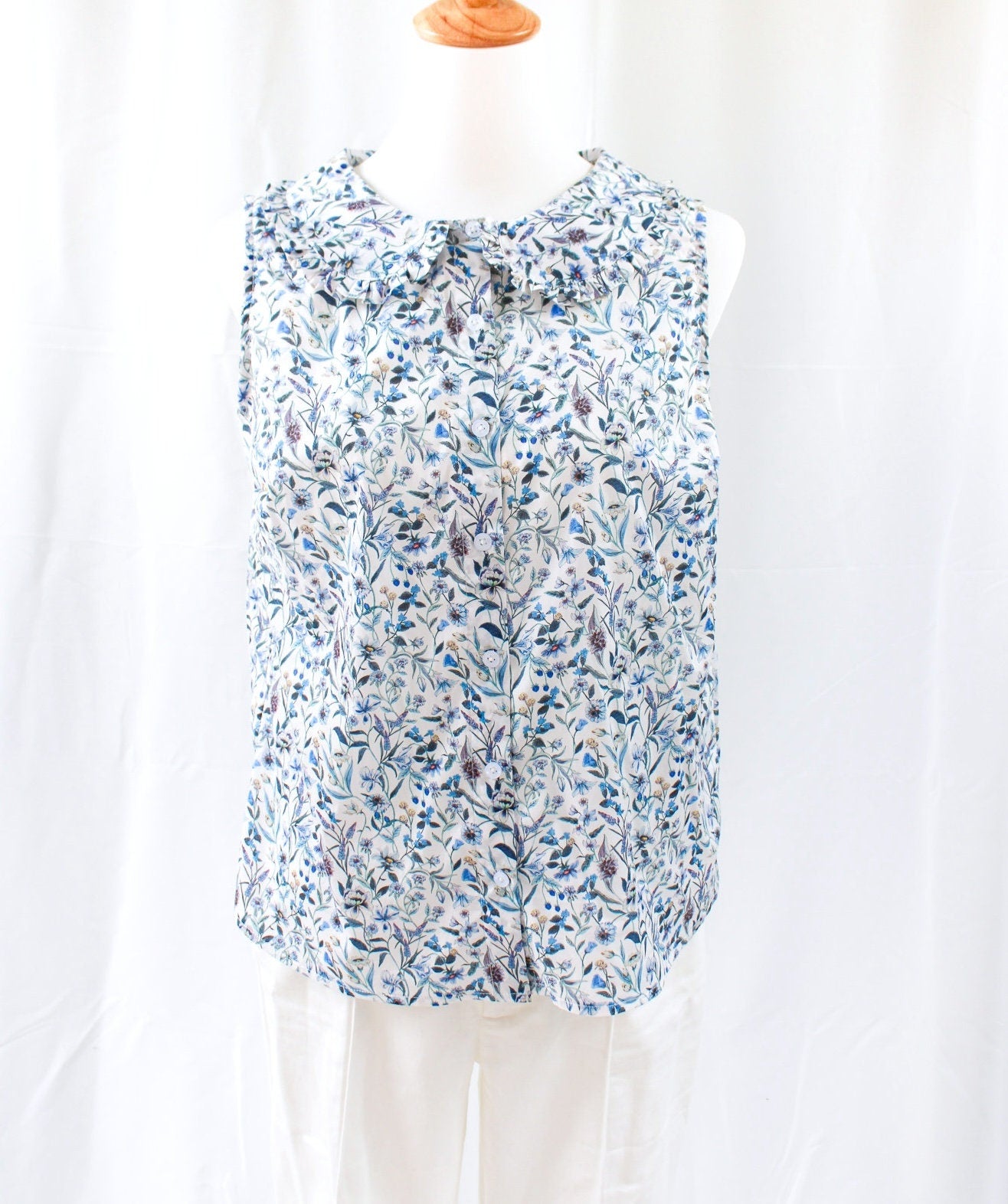 Collared Sleeveless Top - Liberty of London Women Blouse