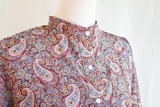 Paisley Liberty of London Women Shirt Dress With Mandarin Collar