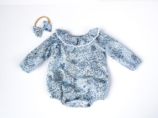 CHRISTMAS Baby Bubble Romper - Liberty of London Baby Playsuit - Long Sleeves baby Romper - Christmas gift - Liberty of London Tana Lawn