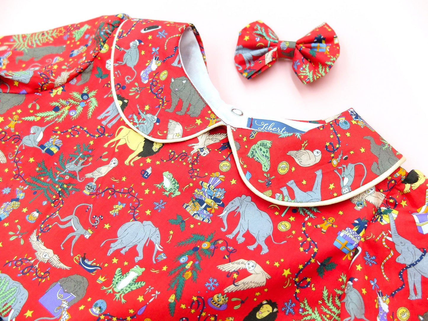 CHRISTMAS Baby Bubble Romper - Liberty of London Romper - Peter Pan Collar Romper - Christmas gift - Christmas Baby Outfit - Liberty Print