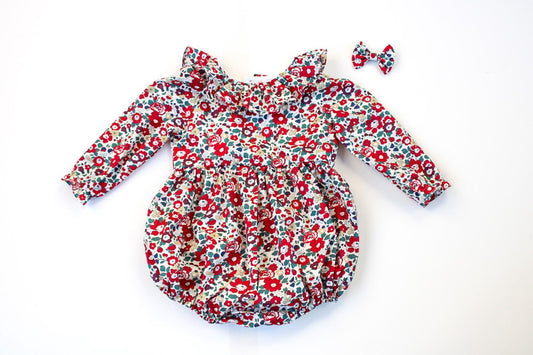 CHRISTMAS Baby Bubble Romper - Liberty of London Baby Romper - Long Sleeves Bubble - Christmas baby gift - Christmas baby - Liberty Dress