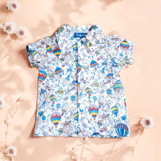 Liberty of London boy shirt - Liberty Fabric Print Shirt - Short Sleeve Button Up Boy Shirt - Back To School - Button Through Liberty Shirt