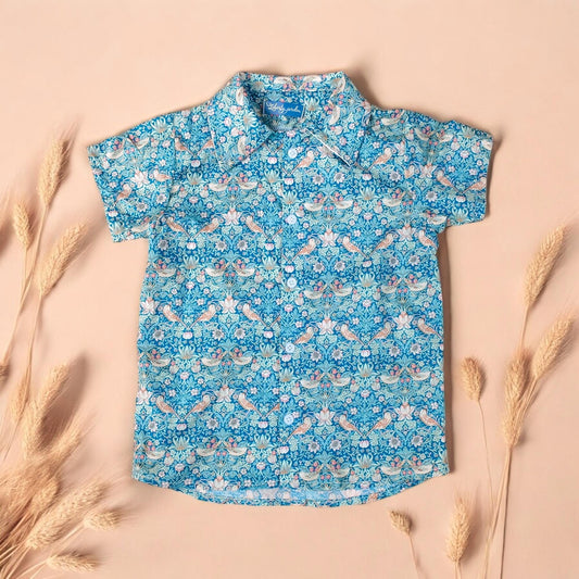 Liberty Boy Shirt - Short Sleeve Button Up Boy Shirt - Liberty of London Print Fabric - Floral Print - Back To School - Button Through Shirt