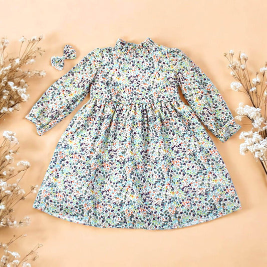 Long Sleeve Ruffle Collar Dress - Liberty of London Floral Print Girl Dress - Liberty Print Fabric - Back to School - First Birthday dress