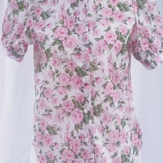 Liberty London Floral Blouse | Womens Dress Shirt | Floral Classic Shirt | Half Sleeve Shirt | Flower Print Cotton Blouse | Botanical Blouse