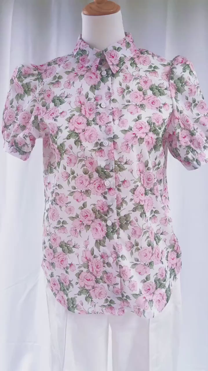 Liberty London Floral Blouse | Womens Dress Shirt | Floral Classic Shirt | Half Sleeve Shirt | Flower Print Cotton Blouse | Botanical Blouse