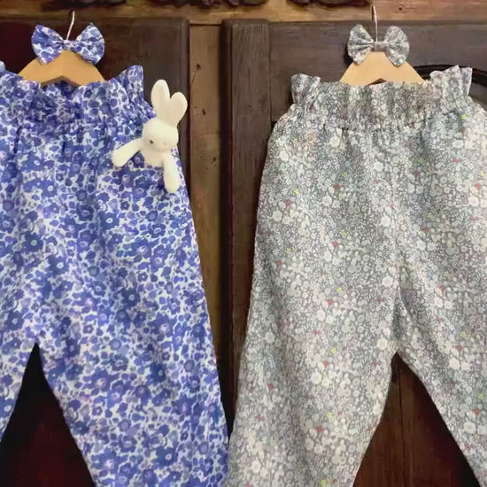 Liberty London Tulip Kid Pants - Liberty of London Floral Print trousers - Children Pants with Pockets - Baby Girl Cotton Tana Lawn Pants